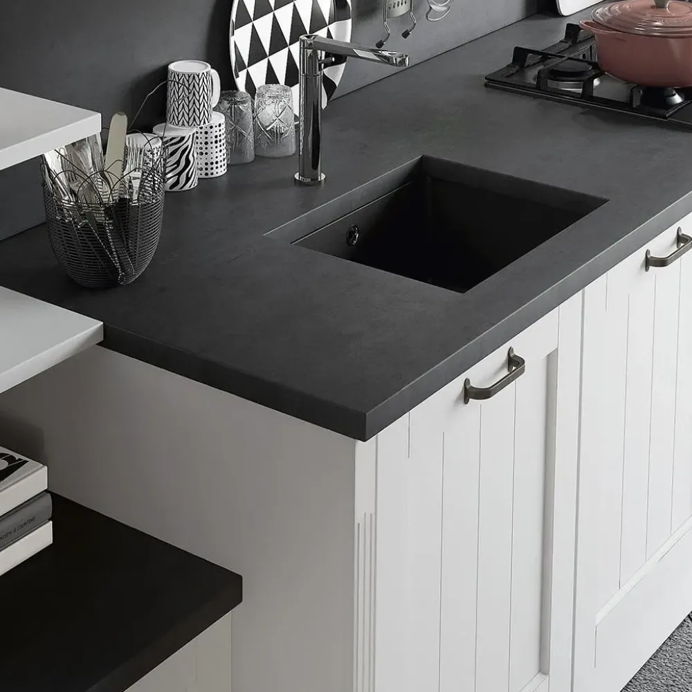 Online Cucina country lineare bianca in laccato opaco Tabia 6 Cucine Lineari|Cucine Country