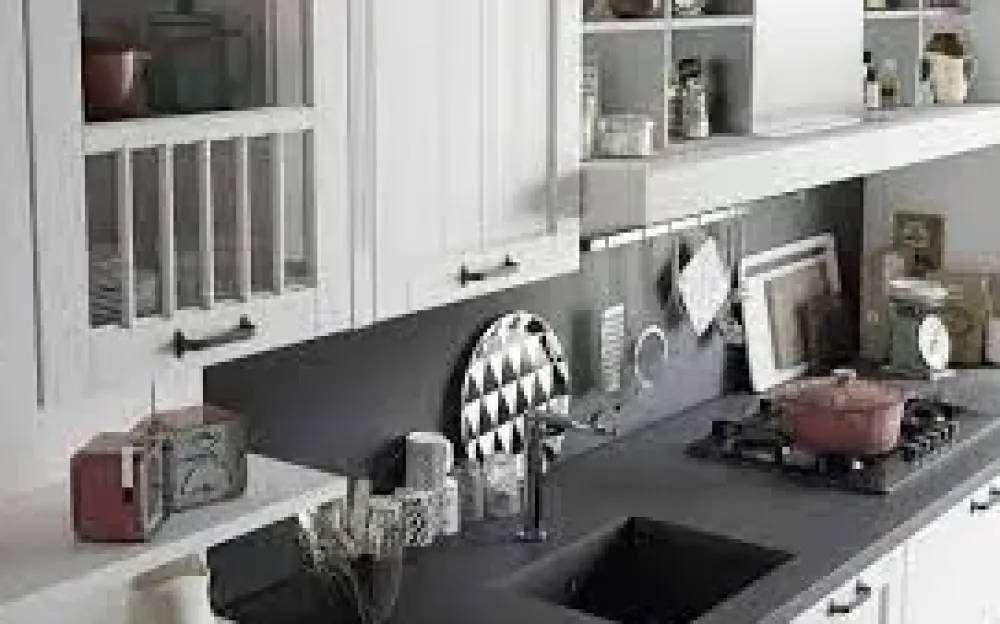 Online Cucina country lineare bianca in laccato opaco Tabia 6 Cucine Lineari|Cucine Country