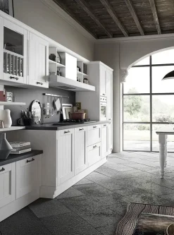 Online Cucina country lineare bianca in laccato opaco Tabia 6 Cucine Lineari|Cucine Country