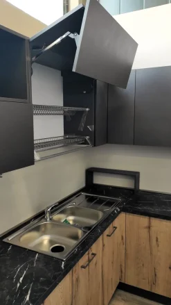 Cucina tortora moderna ad angolo Anita in Offerta Outlet^Arrex Clearance