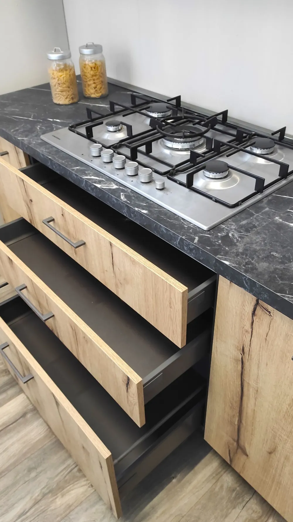 Cucina tortora moderna ad angolo Anita in Offerta Outlet^Arrex Clearance