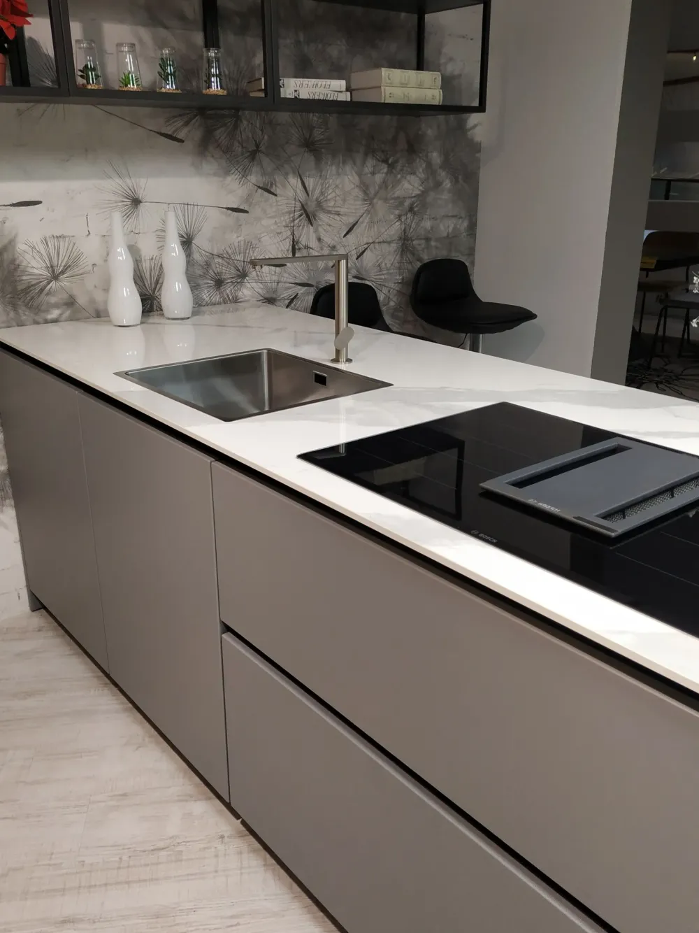 Cucina tortora moderna con penisola Xl in Offerta Outlet Cucine Con Penisola|Cucine Moderne