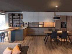 Cucina tortora moderna con penisola Klab 02 outlet a soli 21490 Euro^Diotti.com Online