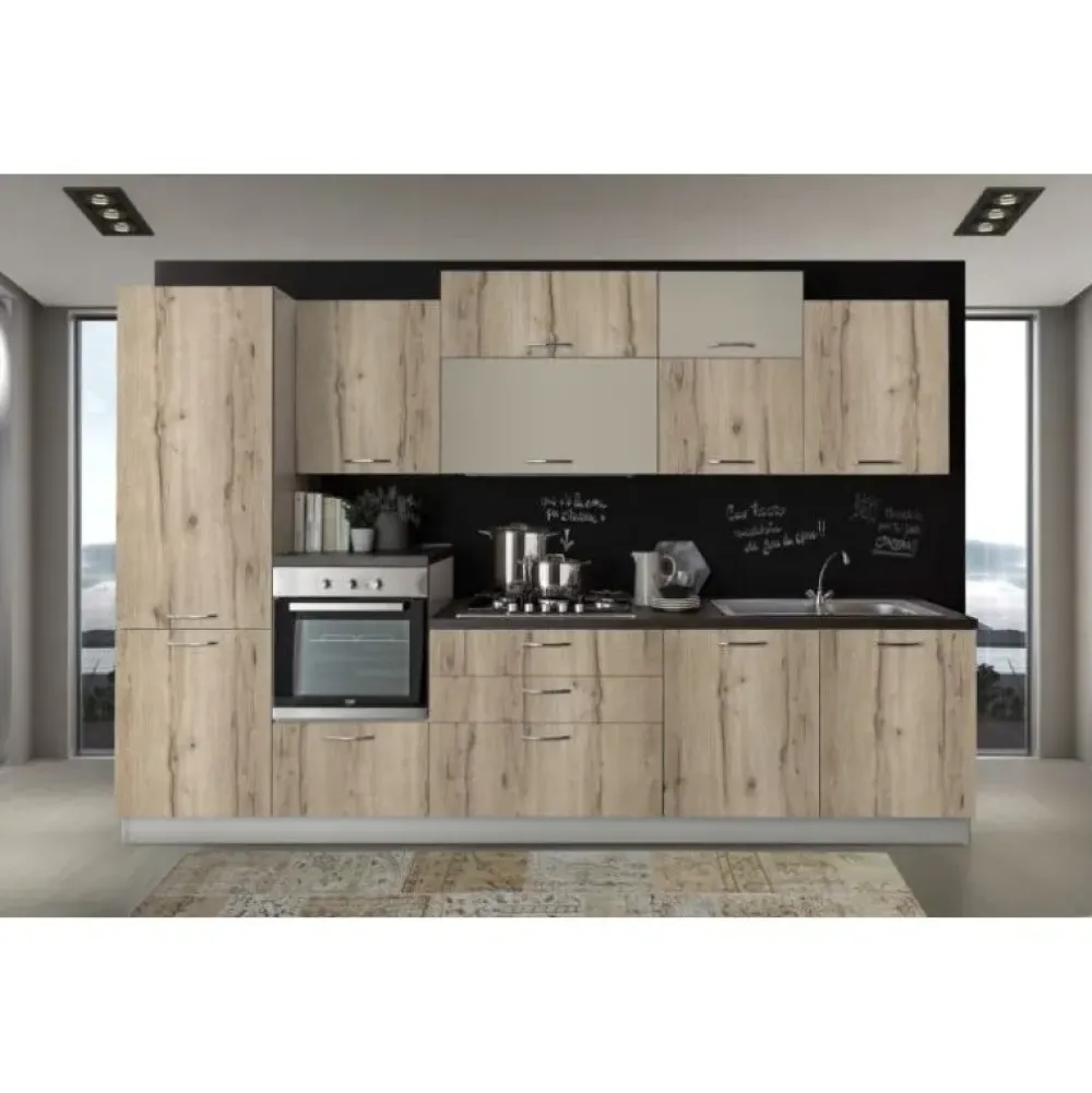 Artigianale Cucina tortora moderna lineare Cucina lineare 330 cm rovere nodato- Cucine Lineari|Cucine Moderne