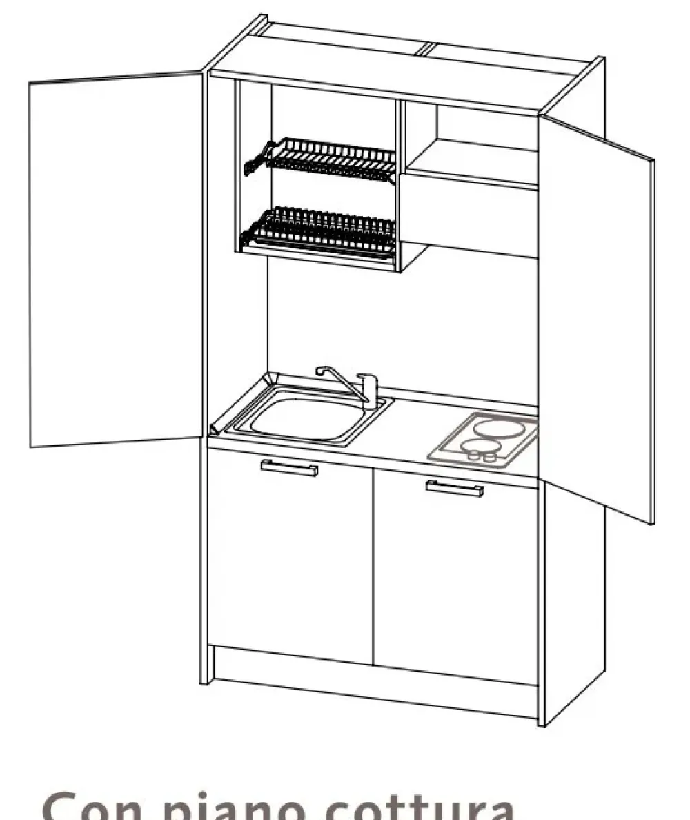 Cucina tortora moderna lineare Cucina monoblocco artica 125 in Offerta Outlet^Artigianale Hot