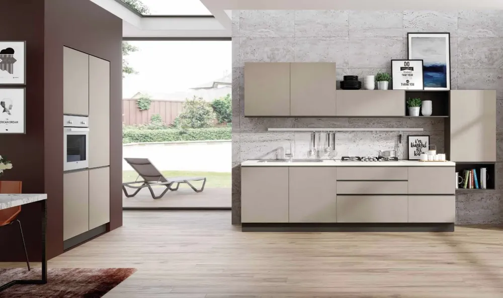 Cucina tortora moderna lineare Emily 06 in Offerta Outlet Cucine Lineari|Cucine Moderne