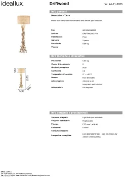 Da terra stile Etnico Lampada a piantana drift wood in saldo^Ideal Lux Clearance