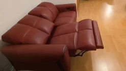 Artigianale Divano 2 posti reclinabile in pelle bordeaux in OFFERTA - 50%- Divani