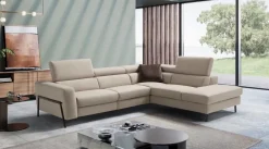 Max Divani Divano angolare pelle in poliuretano   a prezzo Outlet- Divani