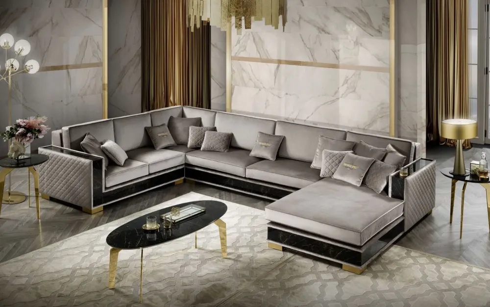 Artigianale Divano angolare tessuto in poliuretano a prezzo Outlet- Divani