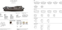 Rosini Divano Chelsea tessuto in poliuretano in Offerta Outlet- Divani