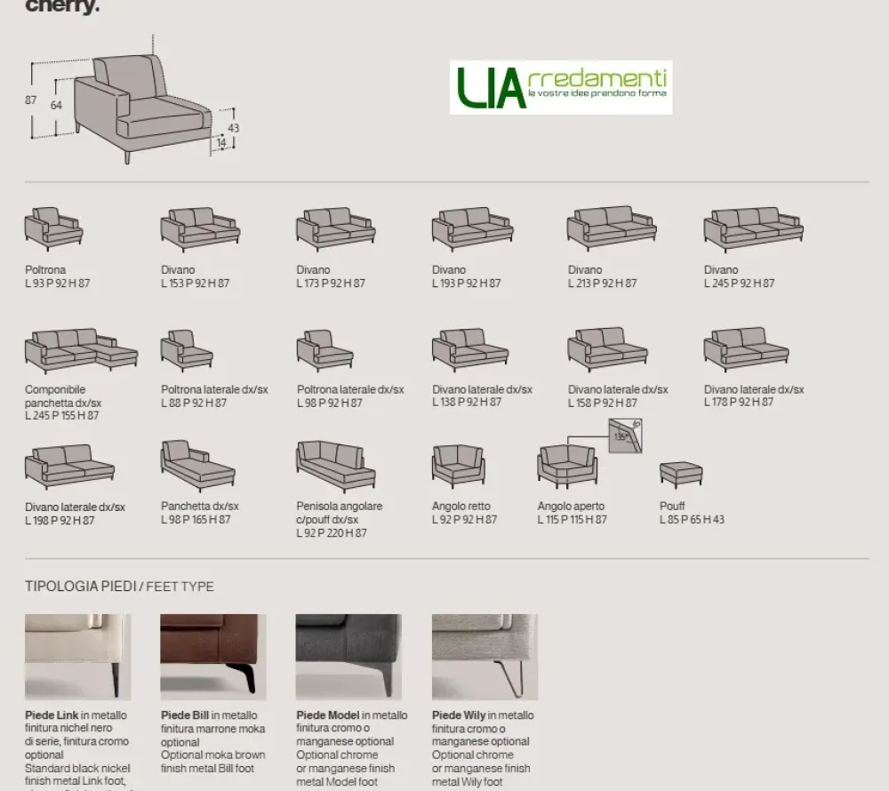 Divano Con penisola Cherry a 1150 Euro^Samoa