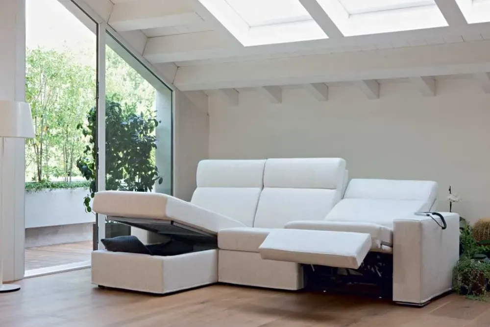 Md work Divano con penisola in stile Design Con movimento relax a prezzi convenienti- Divani