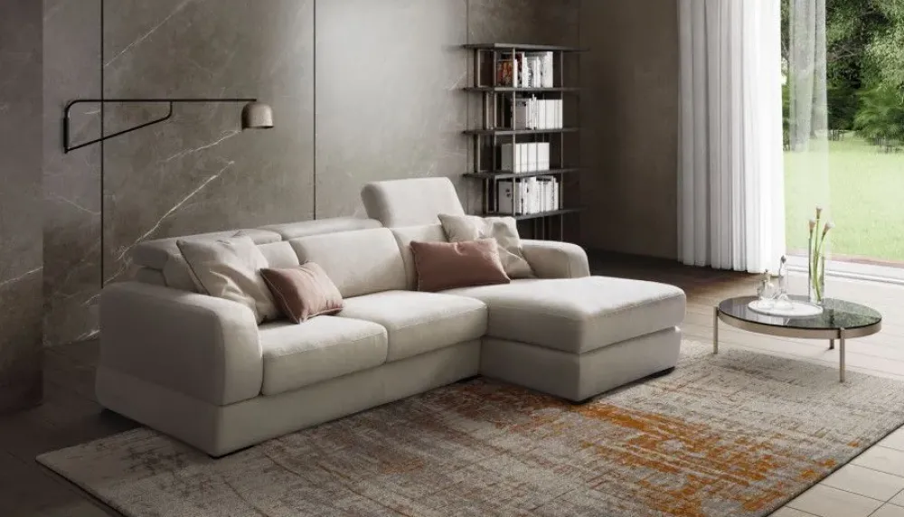 Outlet Divano con penisola in Tessuto Graffiti Divani