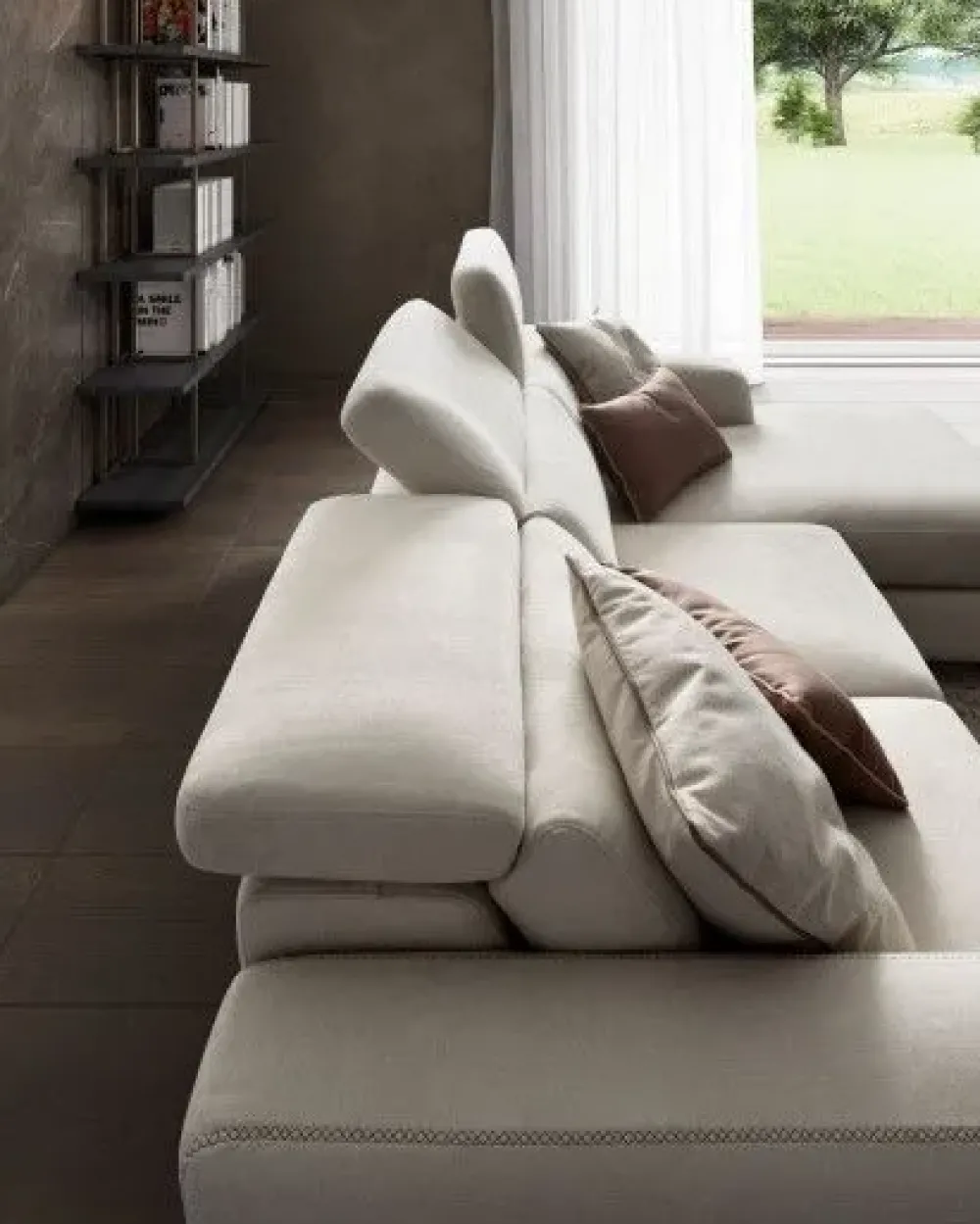 Outlet Divano con penisola in Tessuto Graffiti Divani