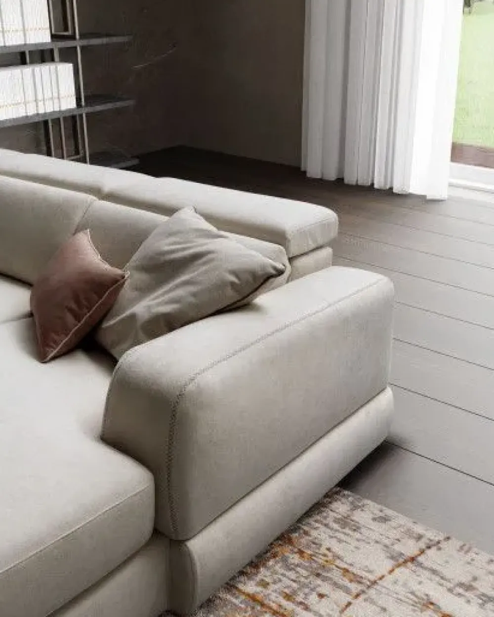 Outlet Divano con penisola in Tessuto Graffiti Divani