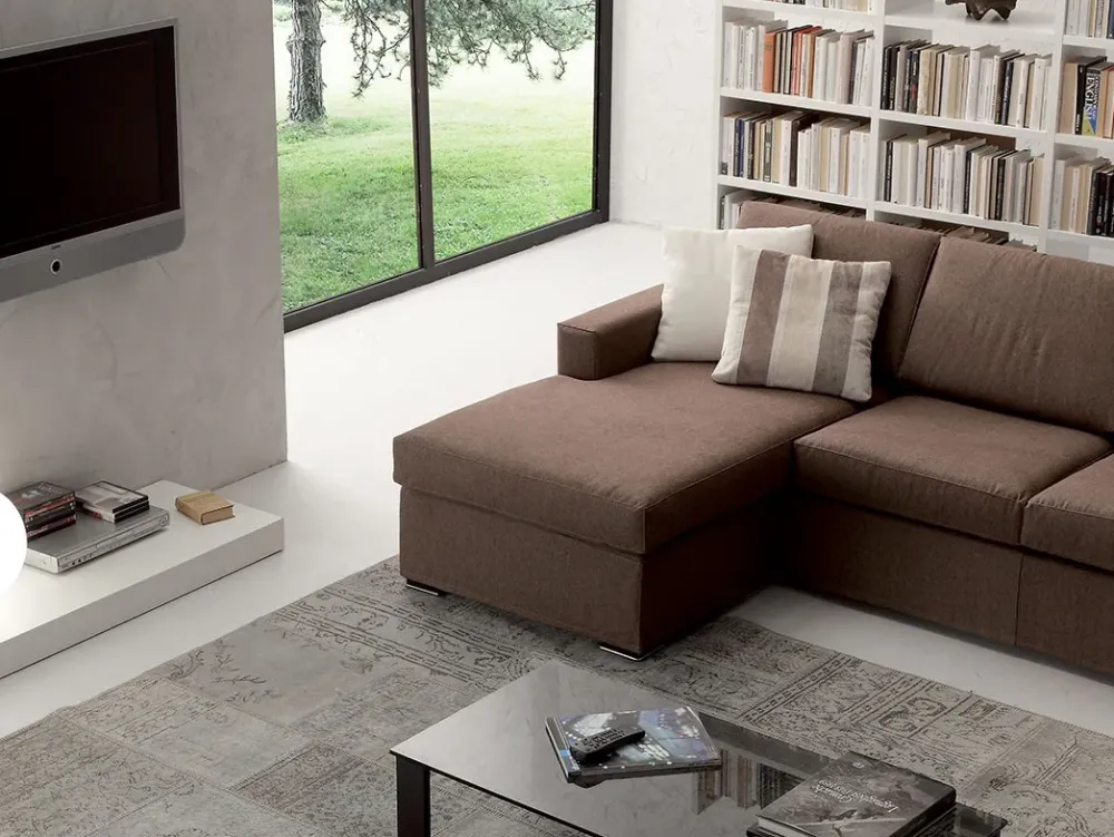 Divano con penisola in Tessuto Smeraldo Crippa divani&letti^Crippa Salotti Online