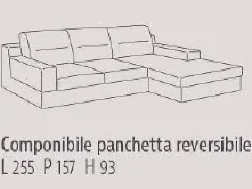 Divano con penisola in Tessuto Qns2^Artigianale New