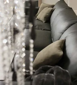 Divano con penisola pelle in misto piuma a prezzo Outlet^Md work New