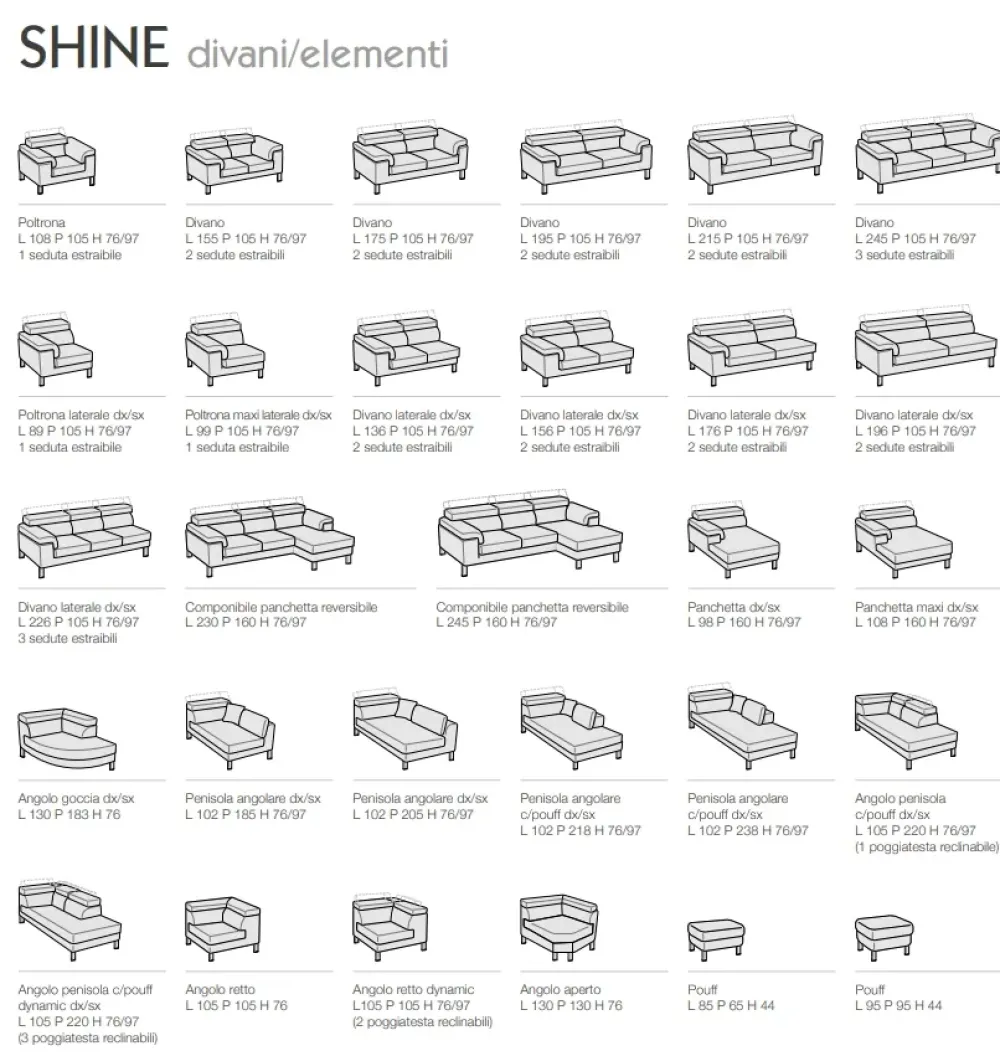 Samoa Divano con penisola Shine in Tessuto a 2590€- Divani