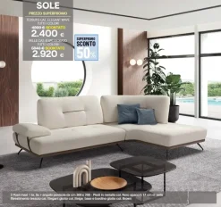 Divano con penisola Sole PREZZI OUTLET sconto 50%^Sofangel New