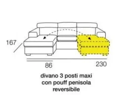 Divano con penisola tessuto in poliuretano a prezzo Outlet^Salvetti Online