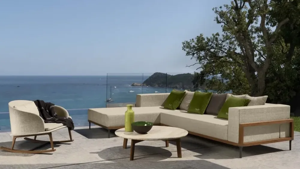 Talenti Divano da giardino outdoor Cleo teak sofa cm 230 ecru' A PREZZI OUTLET- Divani Da Giardino