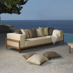 Talenti Divano da giardino outdoor Cleo teak sofa cm 230 ecru' A PREZZI OUTLET- Divani Da Giardino