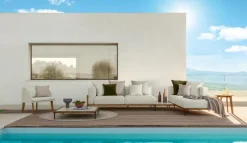 Talenti Divano da giardino outdoor Cleo teak sofa cm 230 ecru' A PREZZI OUTLET- Divani Da Giardino