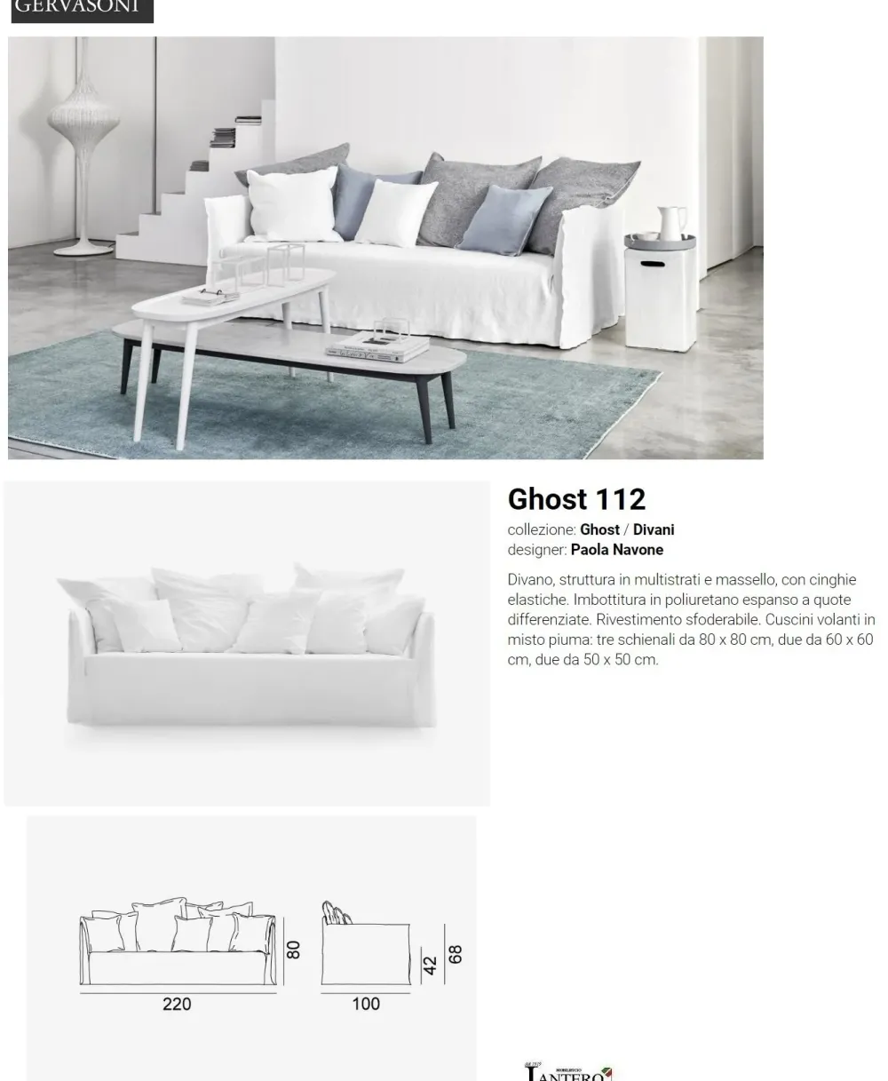 Divano Divano ghost 112 in OFFERTA - 25%^Gervasoni Discount