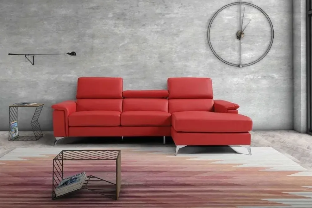 Divano Divano mod.como con penisola rivestito in pelle spessorata in Pelle non sfoderabile di scontato 40%^Artigianale Online