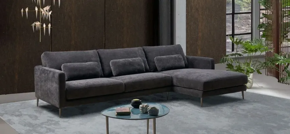 Excò Divano Divano modello douglas con chaise-longue rivestito in tessuto in promo-sconto del 50% PREZZI OUTLET sconto 50%- Divani