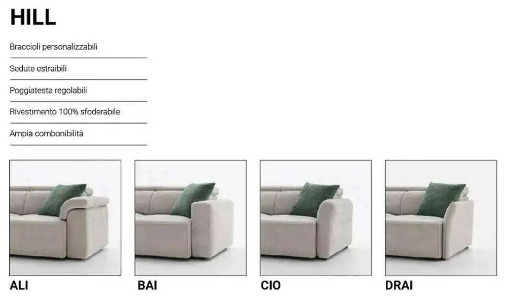 Outlet Divano Hill di in stile moderno in Offerta Outlet Divani