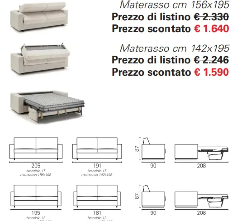 Hot Divano letto Bk01 premium in Tessuto a 1740€ Divani Letto|Divani