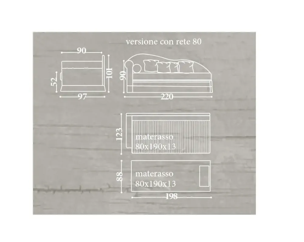 Clearance Divano letto Divano letto completo di materassi e coperte in Tessuto a 2670€ Divani Letto|Divani