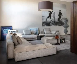 Arketipo Divano Lineare in Tessuto Atlas di- Divani