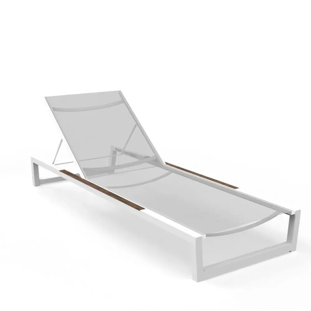 New Divano per l'esterno Lettino alabama bianco / teak con forte sconto Divani Da Giardino