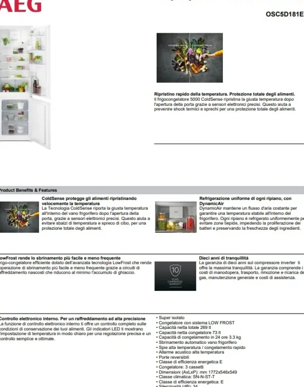 Frigorifero Frigo osc5d181es a marchio scontato^AEG Hot