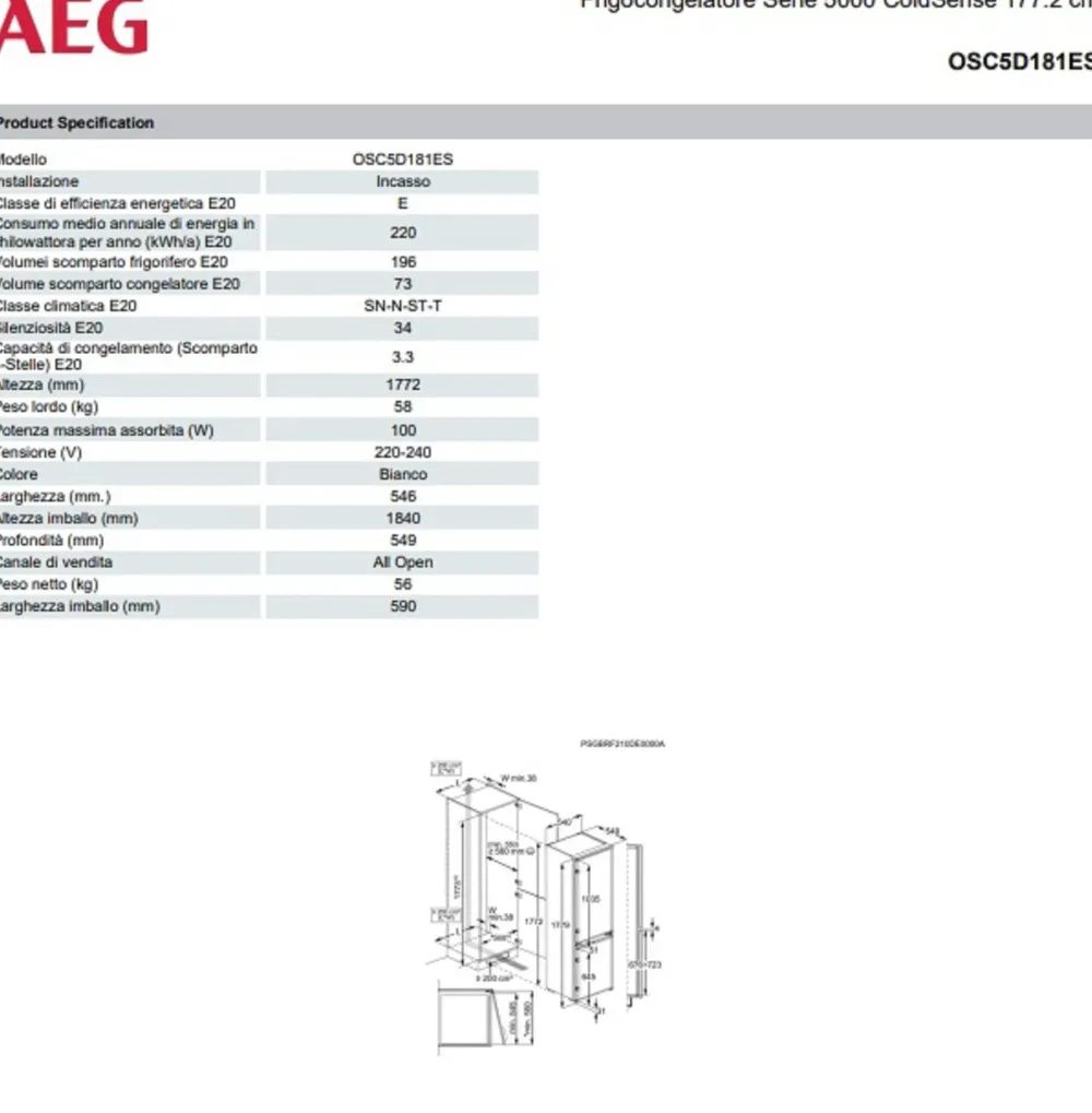 Frigorifero Frigo osc5d181es a marchio scontato^AEG Hot