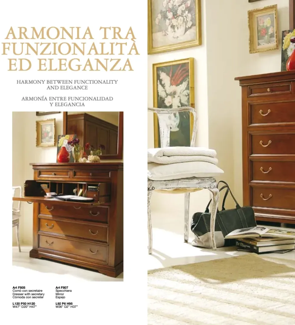 Clearance Gruppo notte Comò con secretaire f805 in Legno in Offerta Outlet Comodini