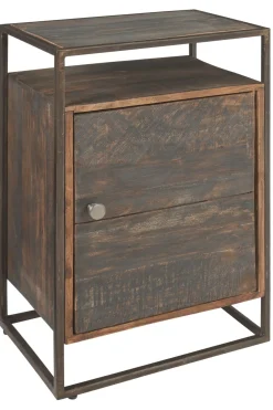 Gruppo notte modello Tavolino comodino instile industriale con anta  ad un prezzo mai così conveniente^Outlet Etnico Clearance