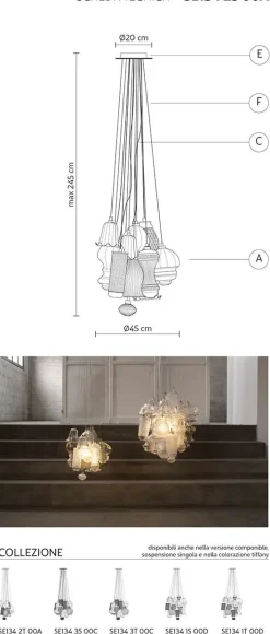 Lampada a sospensione Ceraunavolta sospensione 12 elementi   a prezzo Outlet^Karman Outlet