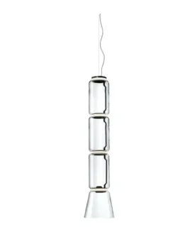 Flos Lampada a sospensione in cristallo Noctambule suspension 3 low cylinder and cone in Offerta Outlet- Lampade A Sospensione