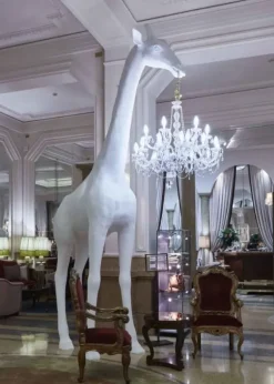 Artigianale Lampada Giraffe in love  design bianco   in OFFERTA OUTLET- Lampade Da Terra