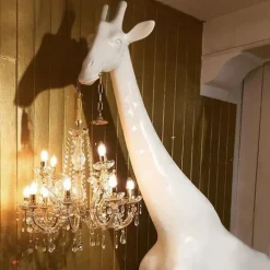 Artigianale Lampada Giraffe in love design bianco in OFFERTA OUTLET- Lampade Da Terra