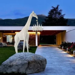 Artigianale Lampada Giraffe in love design bianco in OFFERTA OUTLET- Lampade Da Terra