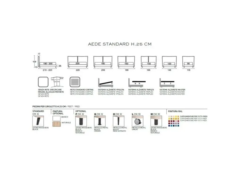 Rosini LETTO Aede standard * a PREZZI OUTLET- Letti