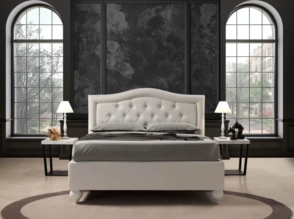 Artigiana letti Letto imbottito con contenitore Nabucco a prezzo ribassato- Letti