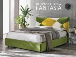 Letto imbottito con contenitore Spring  a prezzo ribassato^Artigianale Outlet