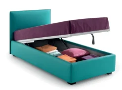 Samoa Letto imbottito con contenitore Piping  a prezzo ribassato- Letti